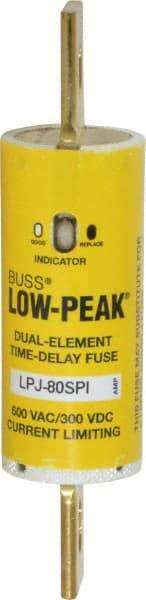 Cooper Bussmann - 300 VDC, 600 VAC, 80 Amp, Time Delay General Purpose Fuse - Bolt-on Mount, 4-5/8" OAL, 100 at DC, 300 at AC (RMS) kA Rating, 1-1/8" Diam - Eagle Tool & Supply