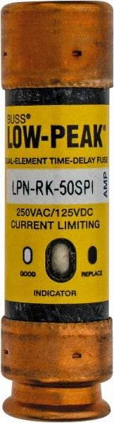 Cooper Bussmann - 125 VDC, 250 VAC, 50 Amp, Time Delay General Purpose Fuse - Fuse Holder Mount, 76.2mm OAL, 100 at DC, 300 at AC (RMS) kA Rating, 13/16" Diam - Eagle Tool & Supply