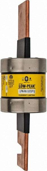 Cooper Bussmann - 250 VAC/VDC, 500 Amp, Time Delay General Purpose Fuse - Bolt-on Mount, 10-3/8" OAL, 100 at DC, 300 at AC (RMS) kA Rating, 2-7/8" Diam - Eagle Tool & Supply