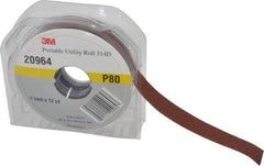 3M - 1" x 12 Yd 80 Grit Aluminum Oxide Cloth Roll - Medium Grade, J Weighted Backing - Eagle Tool & Supply