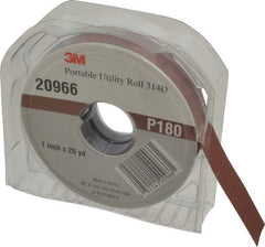 3M - 1" x 20 Yd 180 Grit Aluminum Oxide Cloth Roll - Very Fine Grade, J Weighted Backing - Eagle Tool & Supply