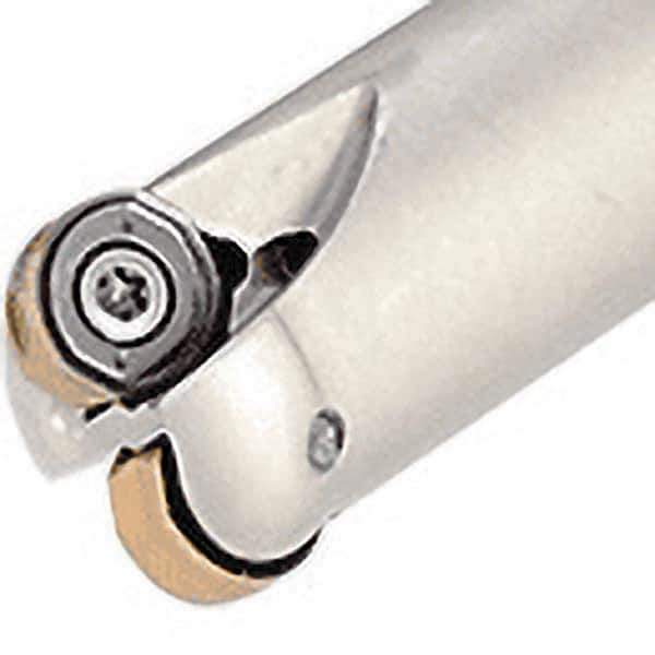 Iscar - 20mm Cut Diam, 7.5mm Max Depth of Cut, 20mm Shank Diam, 160mm OAL, Indexable Copy End Mill - 2 Inserts, H400 RNHU 1004 Insert, Cylindrical Shank, Through Coolant - Eagle Tool & Supply