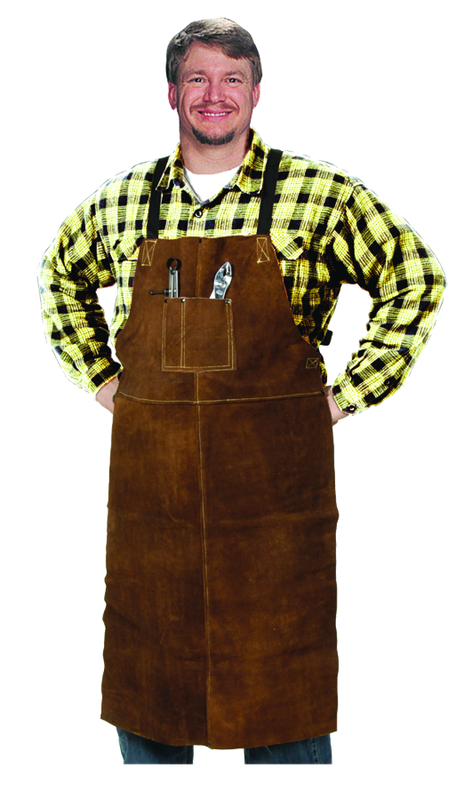 24" x 36" Leather Bib Apron - Split Cowhide - Brown - Eagle Tool & Supply