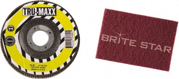 Tru-Maxx - 60 Grit, 4-1/2" Disc Diam, 7/8" Center Hole, Type 27 Zirconia Alumina Flap Disc - 13,300 Max RPM, Arbor Attaching System, Coated - Eagle Tool & Supply