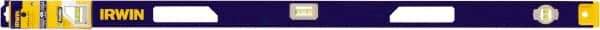 Irwin - Magnetic 48" Long 3 Vial I-Beam Level - Aluminum, Blue/Yellow, 1 Level & 2 Plumb Vials - Eagle Tool & Supply