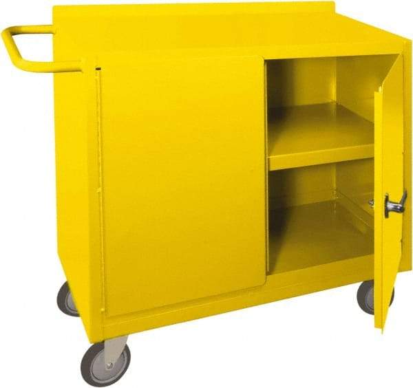 Durham - 2 Door, 1 Shelf, Yellow Steel Standard Safety Cabinet - 78" High x 18" Wide x 36" Deep, Manual Closing Door - Eagle Tool & Supply