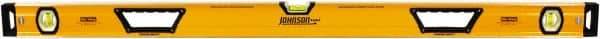 Johnson Level & Tool - 48" Long 3 Vial Box Beam Level - Aluminum, Yellow, 2 Plumb & 1 Level Vials - Eagle Tool & Supply