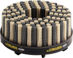 Brush Research Mfg. - 4" 120 Grit Ceramic/Silicon Carbide Tapered Disc Brush - Medium Grade, CNC Adapter Connector, 0.71" Trim Length, 7/8" Arbor Hole - Eagle Tool & Supply