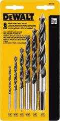 DeWALT - 1/8 to 1/2", 118° Point, Bright Finish, High Speed Steel Brad Point - Eagle Tool & Supply