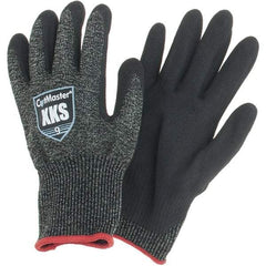 Value Collection - Size L, ANSI Cut Lvl A5, Puncture Lvl 4, Abrasion Lvl 4, Nitrile Coated Cut & Puncture Resistant Gloves - Palm Coated, Black, Paired - Eagle Tool & Supply