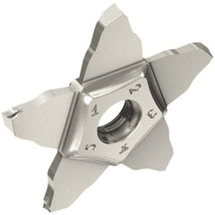 Iscar - 34L200PENTA J Grade IC908, 2.01mm Cutting Width Carbide Grooving Insert - Left Hand, 0.1mm Corner Radius, TiAlN Finish - Eagle Tool & Supply