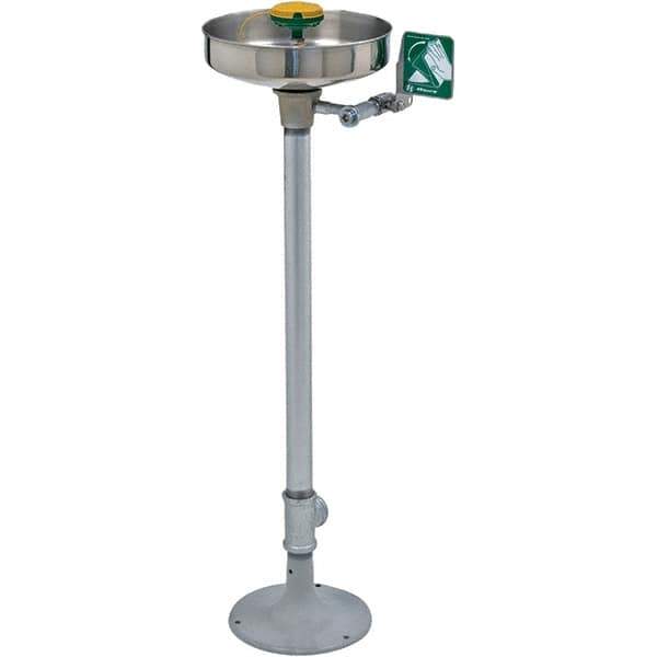 Haws - 15" Wide x 38" High, Pedestal Mount, Stainless Steel Bowl, Eye & Face Wash Station - 11" Inlet, 3.7 GPM Flow Rate - Eagle Tool & Supply