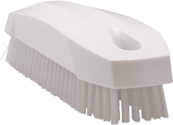 Vikan - 0.7" Bristle Length, Polyester Scrub Brush - 1-1/2" Wide Head, 4-1/2" OAL, White, Polypropylene Block - Eagle Tool & Supply