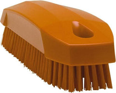 Vikan - 0.7" Bristle Length, Polyester Scrub Brush - 1-1/2" Wide Head, 4-1/2" OAL, Orange, Polypropylene Block - Eagle Tool & Supply