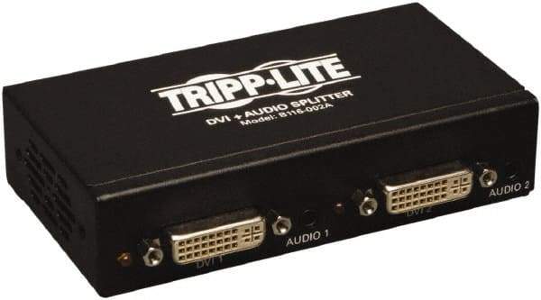 Tripp-Lite - DVI Splitter with Audio and Signal Booster - DVI Connector, Black, Use with Monitors - Eagle Tool & Supply