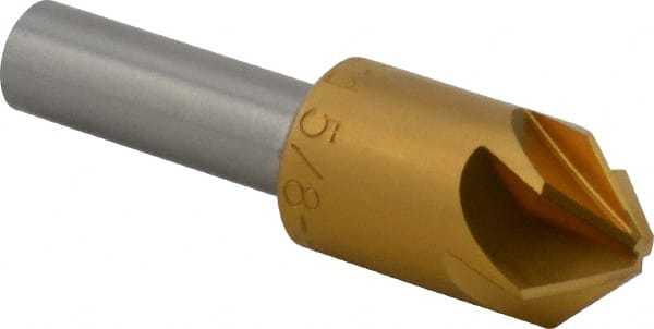 M.A. Ford - 5/8" Head Diam, 3/8" Shank Diam, 6 Flute 90° High Speed Steel Countersink - Eagle Tool & Supply