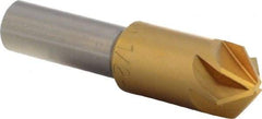 M.A. Ford - 1/2" Head Diam, 3/8" Shank Diam, 6 Flute 100° High Speed Steel Countersink - TiN Finish, 2" OAL - Eagle Tool & Supply