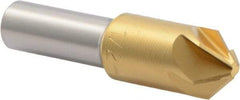 M.A. Ford - 1/2" Head Diam, 3/8" Shank Diam, 6 Flute 90° High Speed Steel Countersink - TiN Finish, 2" OAL - Eagle Tool & Supply