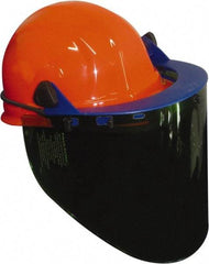 PRO-SAFE - Nylon Orange Ratchet Adjustment, Face Shield & Headgear Set - 20" Wide x 10" High x 0.06" Thick, Anti-Fog, Green Window - Eagle Tool & Supply