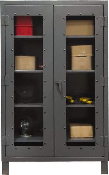 Durham - 4 Shelf Visible Storage Cabinet - Steel, 60" Wide x 24" Deep x 78" High, Gray - Eagle Tool & Supply