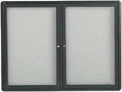 Quartet - 48" Wide x 36" High Enclosed Cork Bulletin Board - Fabric Covered, Gray - Eagle Tool & Supply