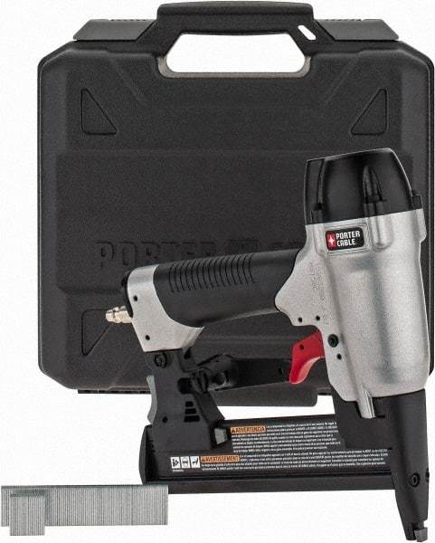 Porter-Cable - 1-1/2" Crown, 18 Gauge, 100 Staple Capacity Power Stapler - 1/4" Inlet, 70 to 120 psi Air Pressure, Includes 1/4 Fitting, Sample Staples & Carrying Case - Eagle Tool & Supply