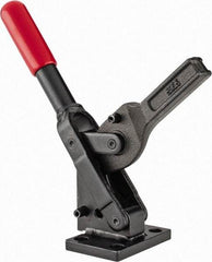 De-Sta-Co - 751 Lb Holding Capacity, Vertical Handle, Manual Hold Down Toggle Clamp - 70° Handle Movement, 135° Bar Opening, Solid Bar, Flanged Base, Oxide Finish, Forged Alloy Steel - Eagle Tool & Supply