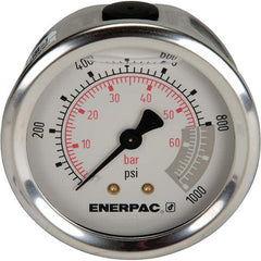 Enerpac - Hydraulic Pressure Gages & Adapters Type: Glycerine Filled Pressure Rating: 1000 - Eagle Tool & Supply