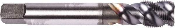 Union Butterfield - M6x1.00 Metric Coarse 3 Flute 6H Modified Bottoming Spiral Flute Tap - Powdered Metal, TiCN Finish, 80mm OAL, Right Hand Flute, Right Hand Thread, Series 1679 - Eagle Tool & Supply