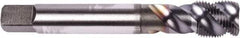 Union Butterfield - M12x1.75 Metric Coarse 3 Flute 6H Modified Bottoming Spiral Flute Tap - Powdered Metal, TiCN Finish, 110mm OAL, Right Hand Flute, Right Hand Thread, Series 1677AP - Eagle Tool & Supply