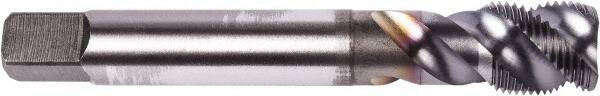 Union Butterfield - M18x1.50 Metric Fine 3 Flute 6H Modified Bottoming Spiral Flute Tap - Powdered Metal, TiCN Finish, 110mm OAL, Right Hand Flute, Right Hand Thread, Series 1677AP - Eagle Tool & Supply