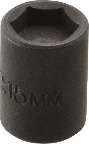 Proto - 3/8" Drive 15mm Standard Magnetic Impact Socket - 6 Points, 1-3/16" OAL - Eagle Tool & Supply