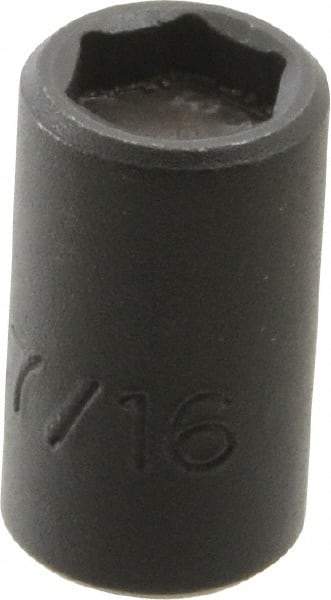 Proto - 3/8" Drive 7/16" Standard Magnetic Impact Socket - 6 Points, 1-3/32" OAL - Eagle Tool & Supply