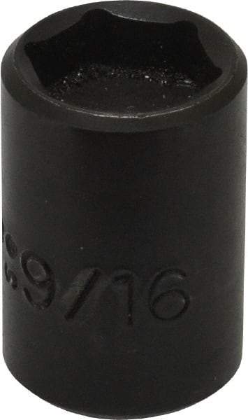 Proto - 3/8" Drive, 9/16" Socket, Power Socket - 6 Points, 1-3/16" OAL - Eagle Tool & Supply