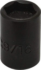 Proto - 3/8" Drive, 9/16" Socket, Power Socket - 6 Points, 1-3/16" OAL - Eagle Tool & Supply