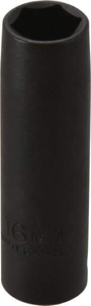 Proto - 1/2" Drive 16mm Deep Thin Wall Impact Socket - 6 Points, 3-1/4" OAL - Eagle Tool & Supply