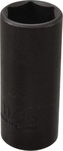 Proto - 3/8" Drive 11/16" Deep Thin Wall Impact Socket - 6 Points, 2-7/32" OAL - Eagle Tool & Supply