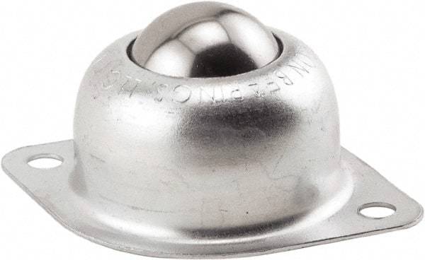 Hudson Bearing - 1 Inch Diameter, Oval, Stainless Steel Ball Transfer - 1.1875 Inch Mount Height, 75 Lb. Capacity - Eagle Tool & Supply