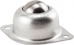 Hudson Bearing - 1 Inch Diameter, Oval, Stainless Steel Ball Transfer - 1.1875 Inch Mount Height, 75 Lb. Capacity - Eagle Tool & Supply