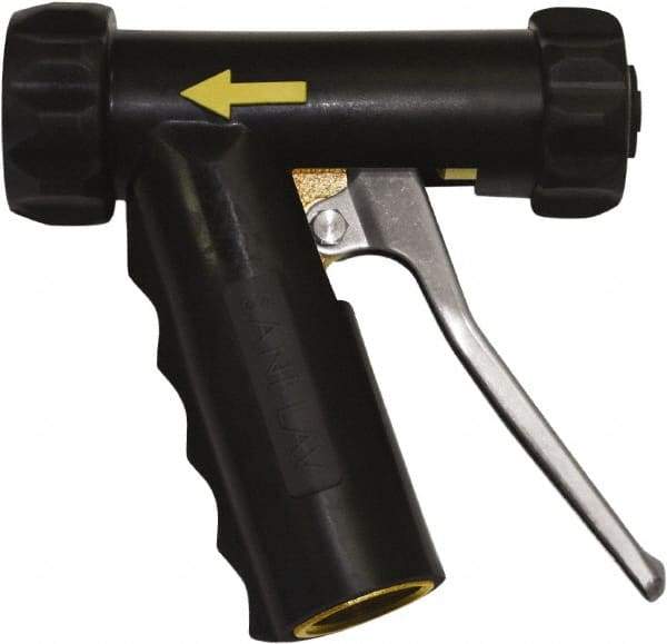 SANI-LAV - 3/4" Pipe, Insulated, Grade C-36000 Brass Adjustable Spray Pattern Nozzle - Black, 3/4 GHT Connection, 7 Gal per min at 100 psi, 3/4 GHT, 3/4" Orifice Diam, For Use With Water - Eagle Tool & Supply