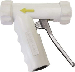 SANI-LAV - 3/4" Pipe, Insulated, Grade 304 Stainless Steel Adjustable Spray Pattern Nozzle - White, 3/4 GHT Connection, 7 Gal per min at 100 psi, 3/4 GHT, 3/4" Orifice Diam, For Use With Water - Eagle Tool & Supply