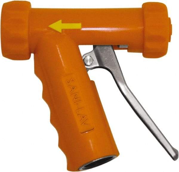 SANI-LAV - 3/4" Pipe, Insulated, Grade 304 Stainless Steel Adjustable Spray Pattern Nozzle - Safety Orange, 3/4 GHT Connection, 7 Gal per min at 100 psi, 3/4 GHT, 3/4" Orifice Diam, For Use With Water - Eagle Tool & Supply