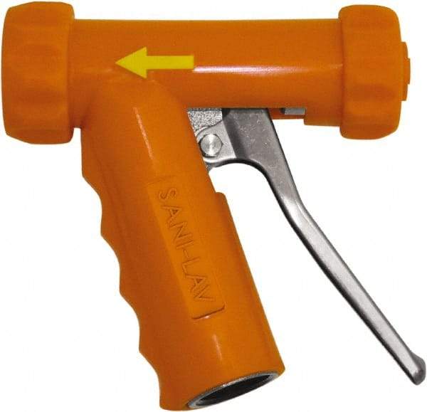 SANI-LAV - 3/4" Pipe, Insulated, Grade 6061-T6 Aluminum Adjustable Spray Pattern Nozzle - Safety Orange, 3/4 GHT Connection, 7 Gal per min at 100 psi, 3/4 GHT, 3/4" Orifice Diam, For Use With Water - Eagle Tool & Supply