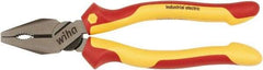 Wiha - 8" OAL, 1-13/16" Jaw Length, 1-5/32" Jaw Width, Insulated Slip Joint Pliers - Combination Pliers Tool - Eagle Tool & Supply