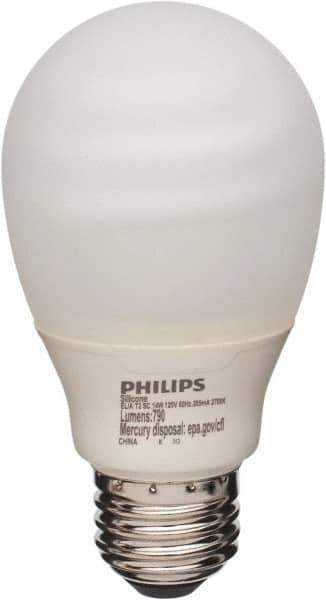 Philips - 14 Watt Fluorescent Residential/Office Medium Screw Lamp - 2,700°K Color Temp, 800 Lumens, 120 Volts, Twister, 8,000 hr Avg Life - Eagle Tool & Supply