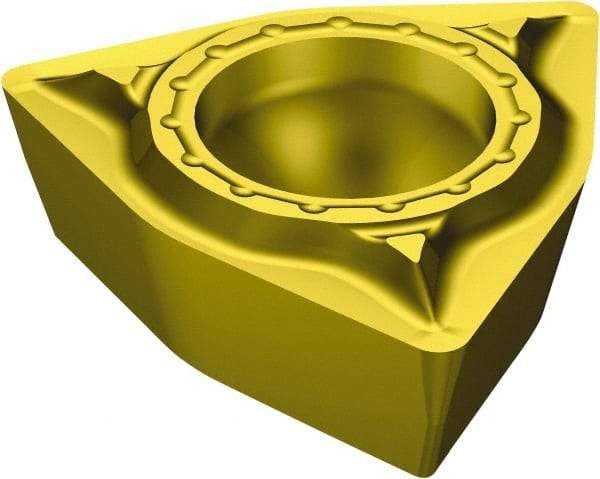 Sandvik Coromant - WPMT1.211 MF Grade 2025 Carbide Turning Insert - TiCN/Al2O3/TiN Finish, 80° Trigon, 5/32" Inscr Circle, 1/16" Thick, 1/64" Corner Radius - Eagle Tool & Supply
