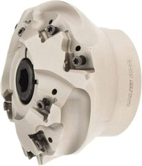 Iscar - 4.252" Cut Diam, 1-1/4" Arbor Hole, 0.637" Max Depth of Cut, 30° Indexable Chamfer & Angle Face Mill - 9 Inserts, T490 LN.. 1306.. Insert, Right Hand Cut, 9 Flutes, Through Coolant, Series Helitang - Eagle Tool & Supply