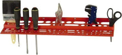 Quantum Storage - Tool Box Polypropylene Tool Rack - 24" Wide x 6" Deep x 2-3/4" High, Red, For Louvered Panels - Eagle Tool & Supply