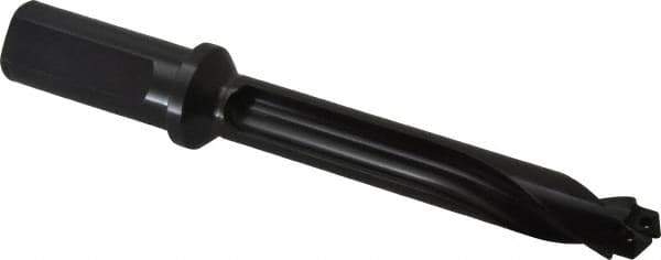 Allied Machine and Engineering - Series 20, 20 to 21.99mm Diam, 1" Diam Straight Shank with Flange, Straight Flute Spade Drill - 4-11/32" Max Depth, 5-11/16" Body Length, 7-61/64" OAL, Standard Length, Through Coolant - Eagle Tool & Supply