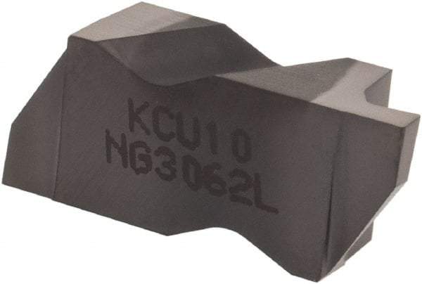 Kennametal - 3062NG Grade KCU10, 1.58mm Cutting Width Carbide Grooving Insert - 2.39mm Max Depth of Cut, Left Hand, 0.19mm Corner Radius, AlTiN Finish - Eagle Tool & Supply